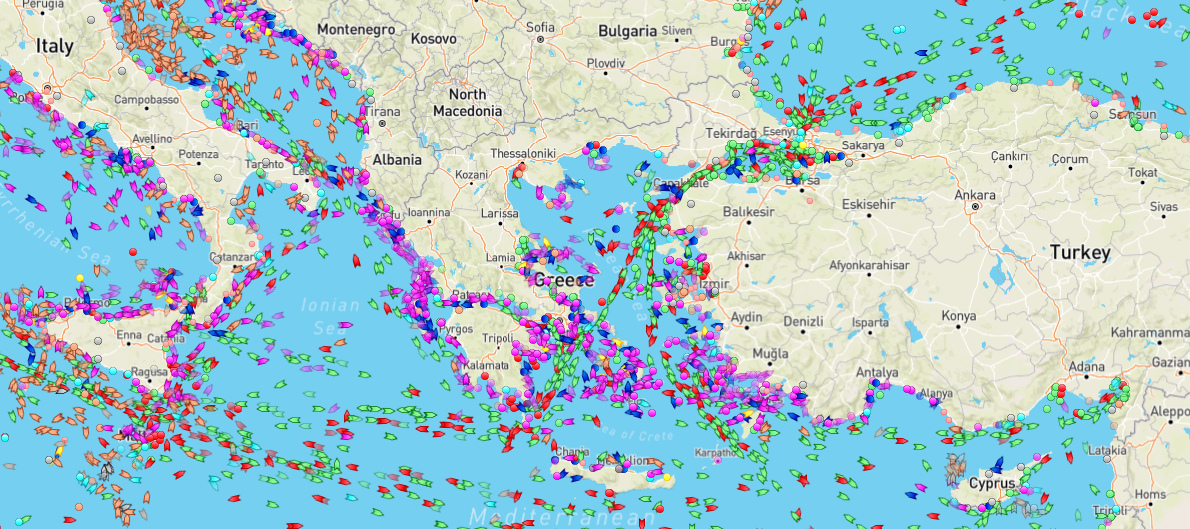 Χάρτης πλοίων και θέσεις σε πραγματικό χρόνο